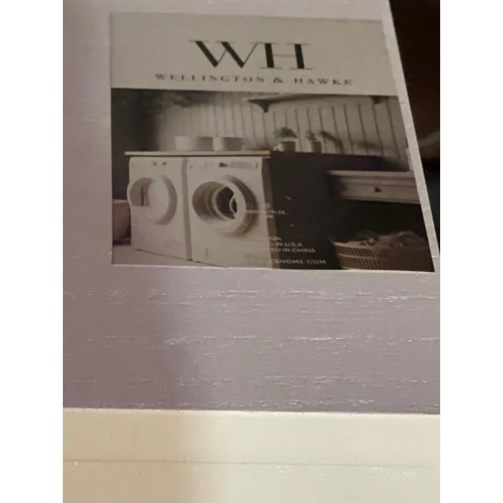 Wellington & Hawke Laundry Dryer Sheet Box White‎ Wood Farmhouse Storage New